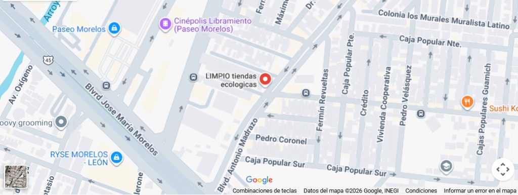 Ubicación de Tiendas Ecológicas Limpio en Google Maps